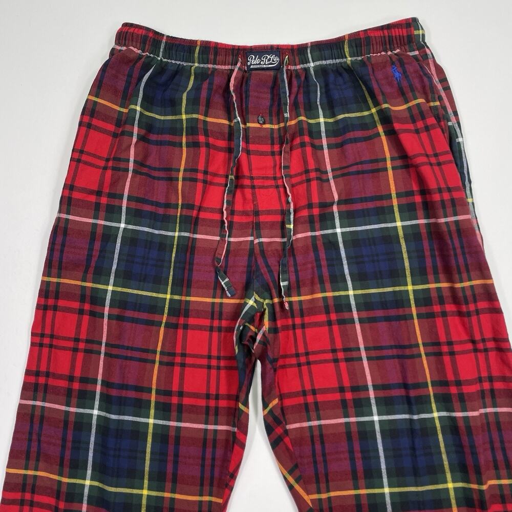 Polo Ralph Lauren Pajama Pants Mens L Madras Plaid Flannel Sleepwear Christmas